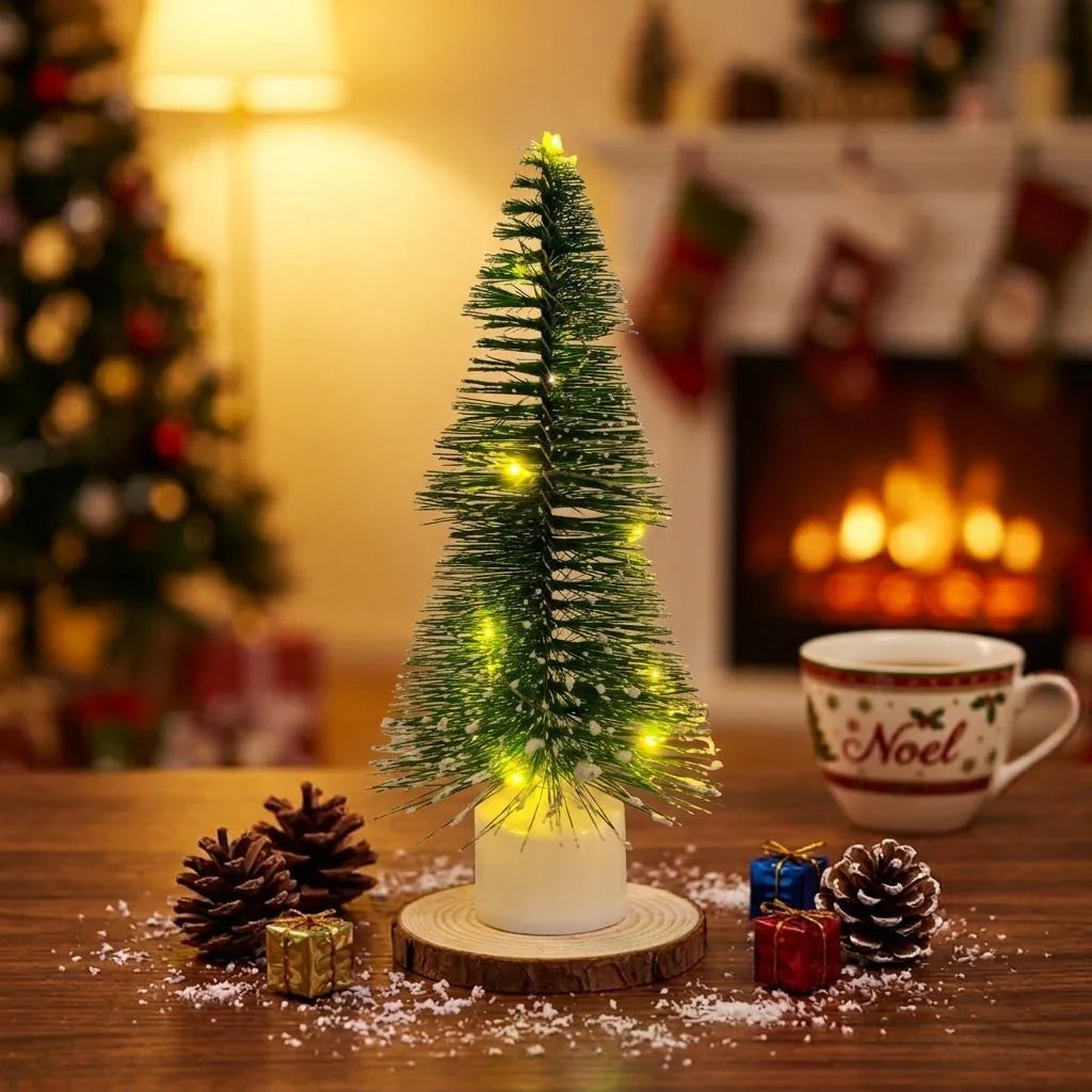 Mini Tabletop Christmas Tree Faux Pine Warm White LED