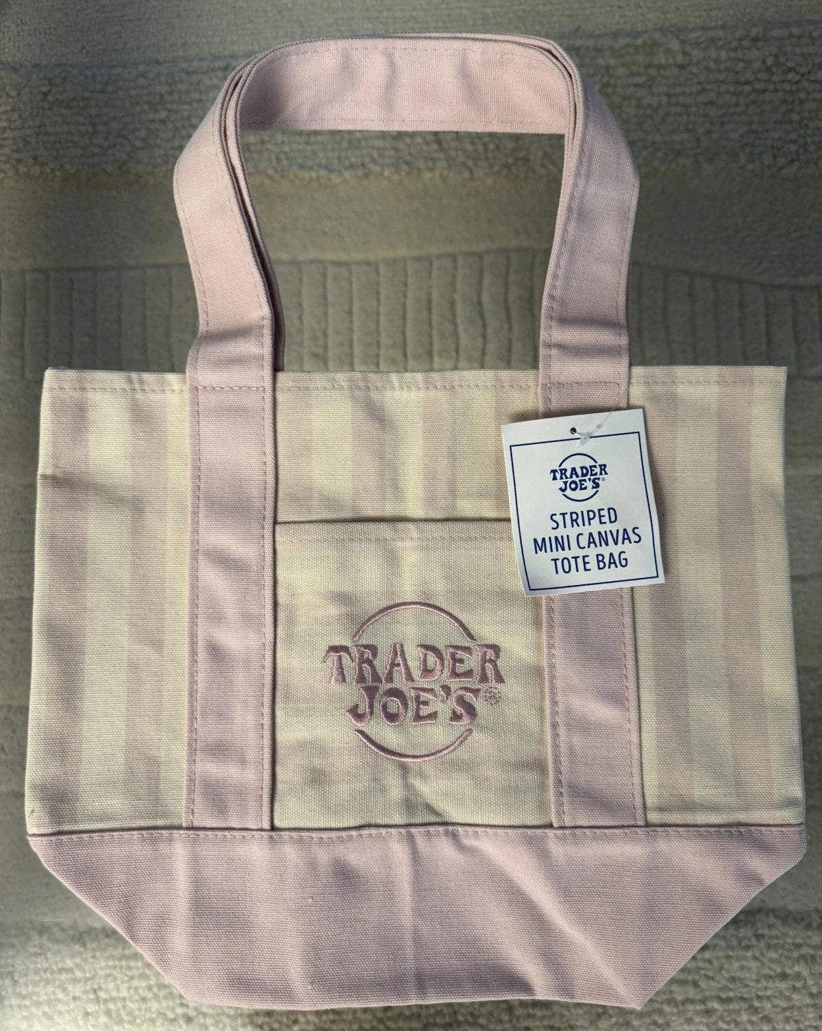 Mini Tote Bags Canvas Striped Set of 4