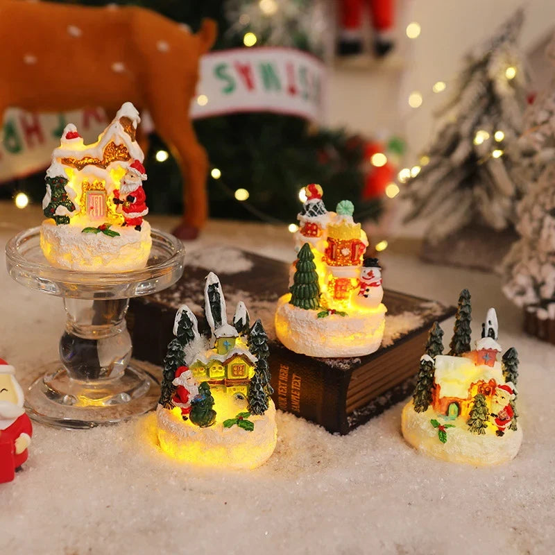 Miniature Snow Scene Handcrafted Soft LED Battery Free