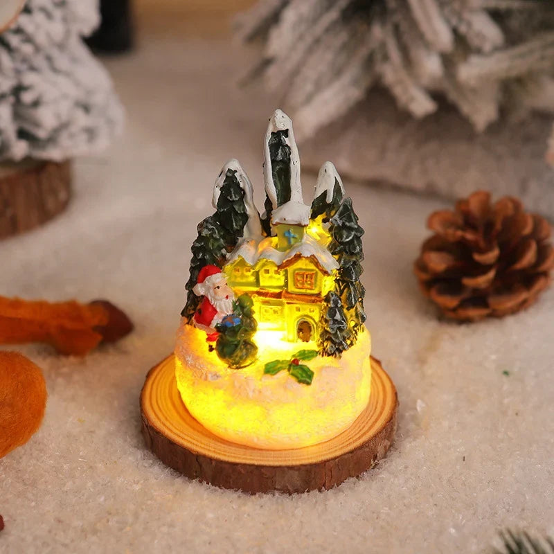 Miniature Snow Scene Handcrafted Soft LED Battery Free