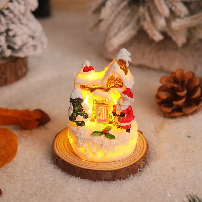 Miniature Snow Scene Handcrafted Soft LED Battery Free