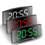 Mirror Alarm Clock Curved Design Silent LED Display