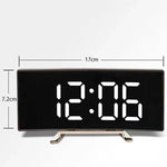 Mirror Alarm Clock Curved Design Silent LED Display