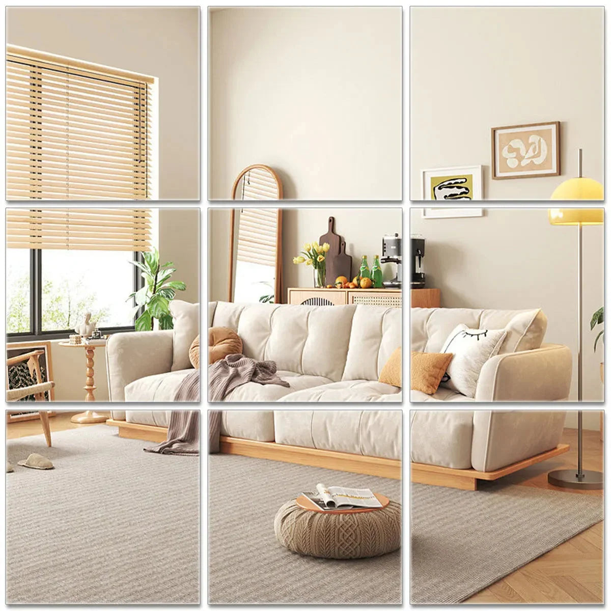 Mirror Tiles Self-Adhesive Flexible Set of 10