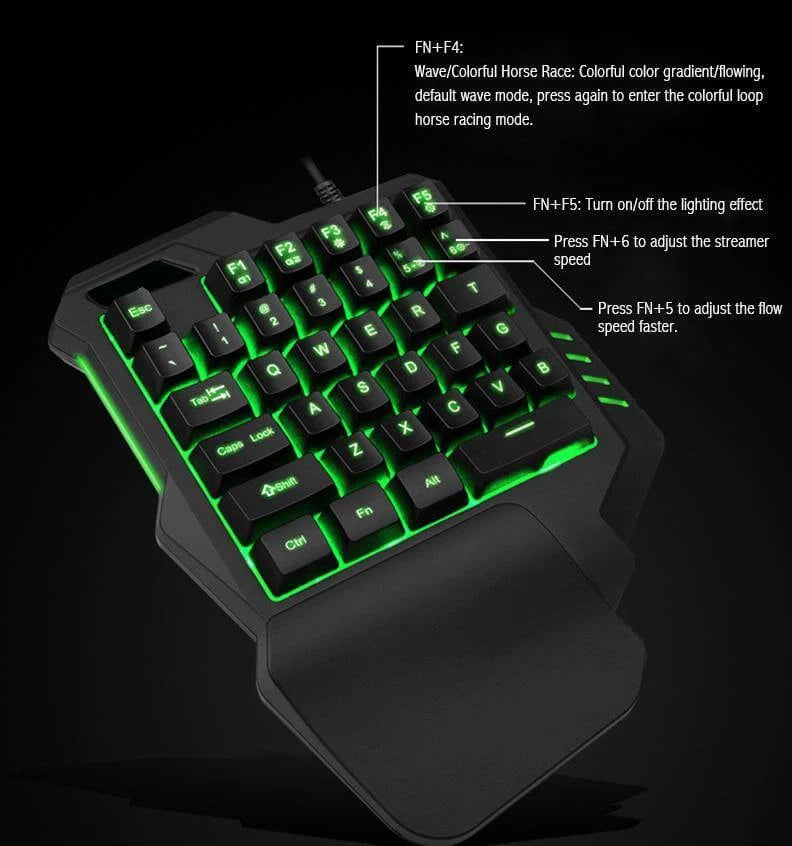 Mobile Gaming Kit Wired Keyboard & Mouse 2400 DPI Optical Mouse