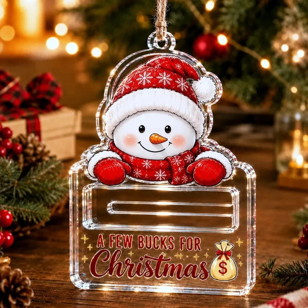 Money Gift Holder Festive Snowman Clear Plastic Compact