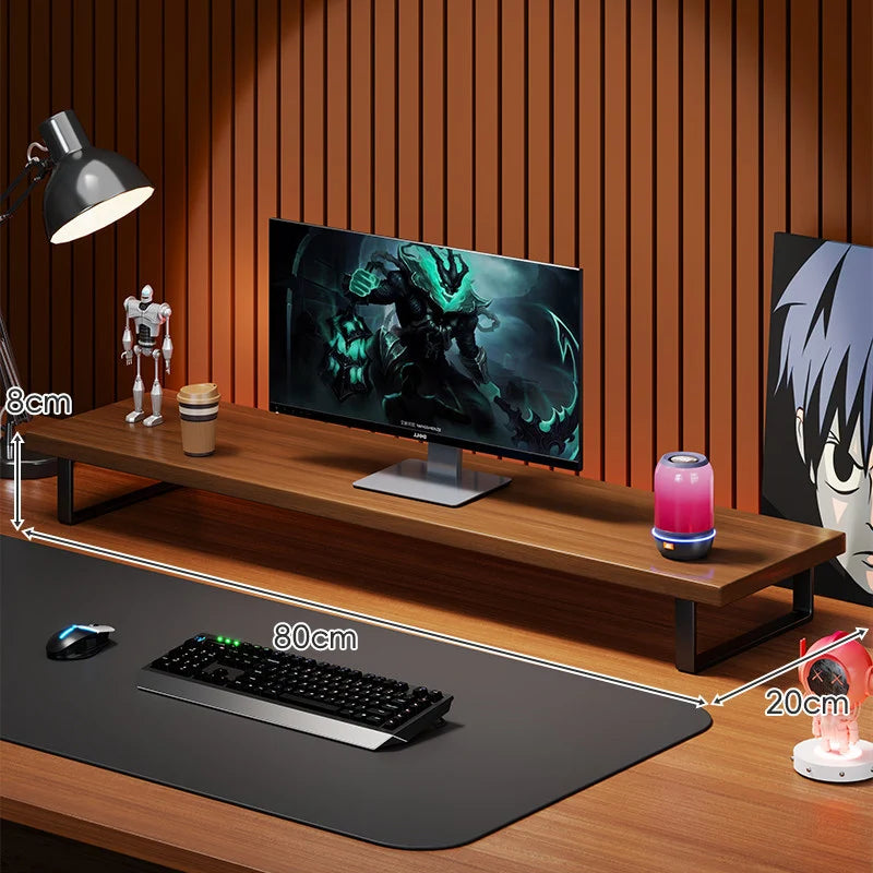 Monitor Stand Solid Wood Space-Saving Non-Slip Feet