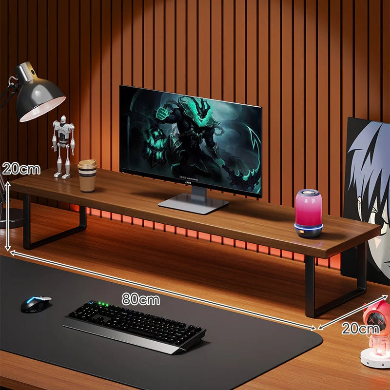 Monitor Stand Solid Wood Space-Saving Non-Slip Feet
