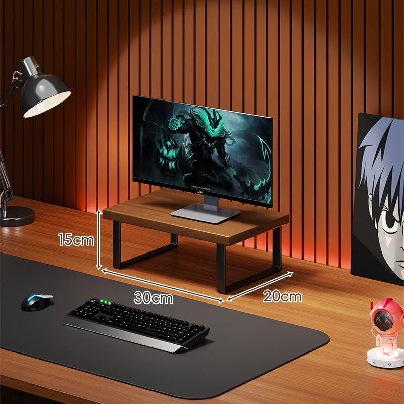 Monitor Stand Solid Wood Space-Saving Non-Slip Feet