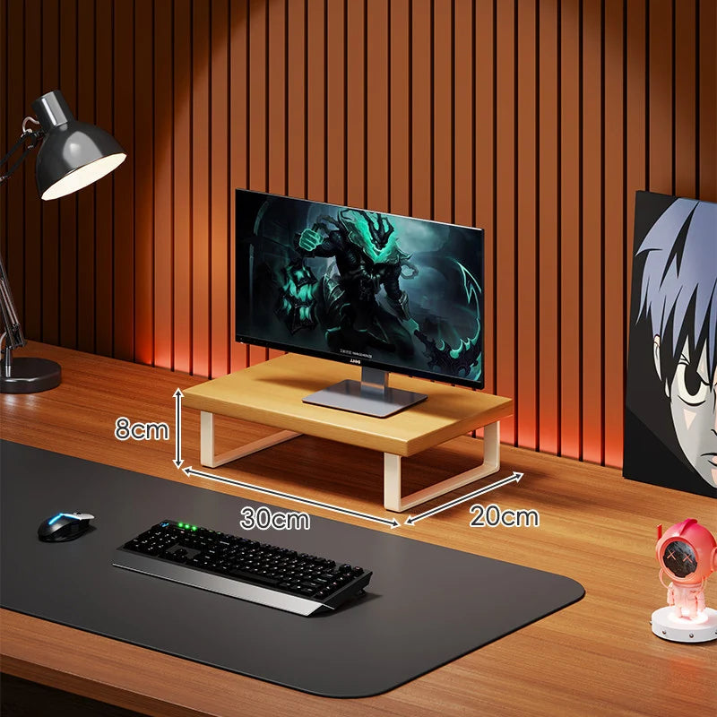 Monitor Stand Solid Wood Space-Saving Non-Slip Feet