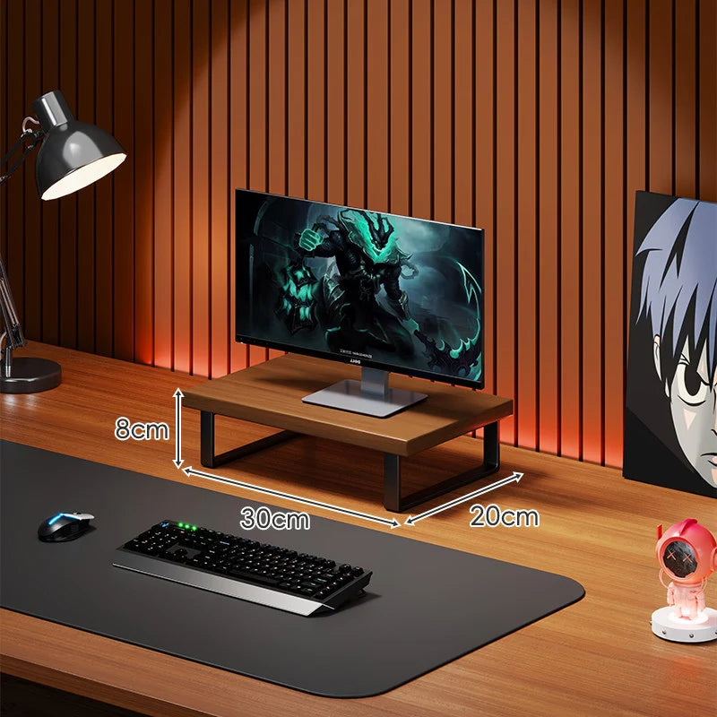 Monitor Stand Solid Wood Space-Saving Non-Slip Feet