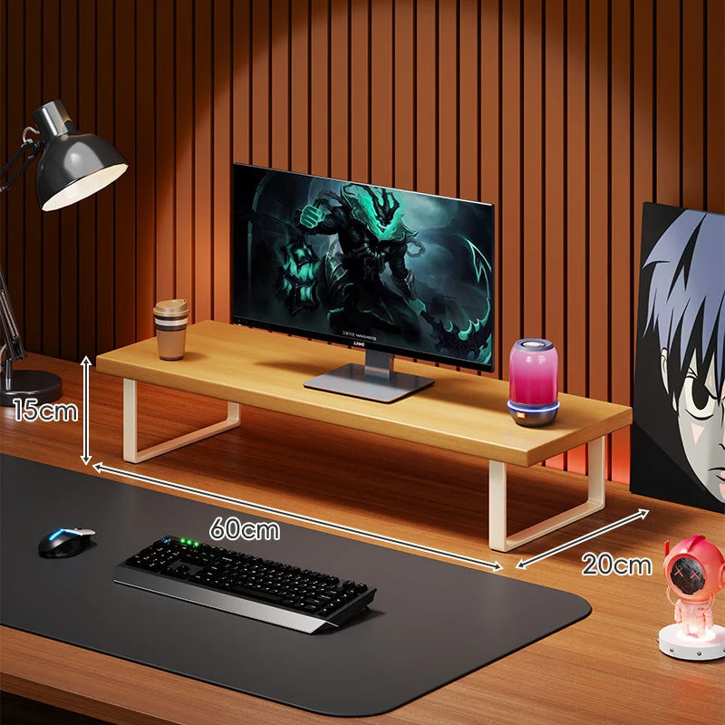 Monitor Stand Solid Wood Space-Saving Non-Slip Feet