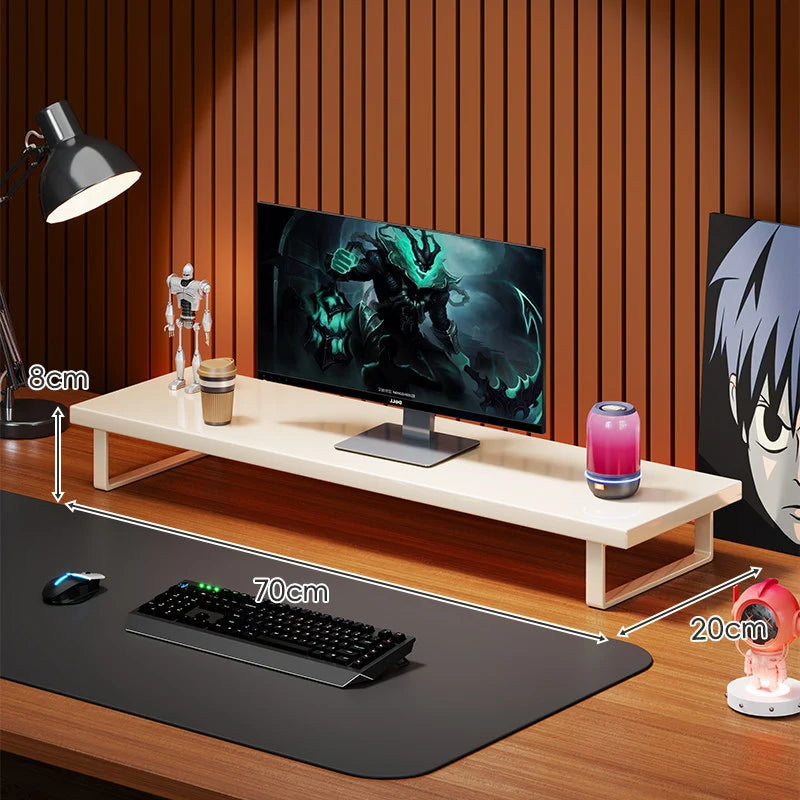 Monitor Stand Solid Wood Space-Saving Non-Slip Feet