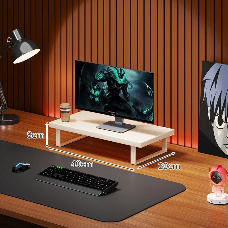 Monitor Stand Solid Wood Space-Saving Non-Slip Feet