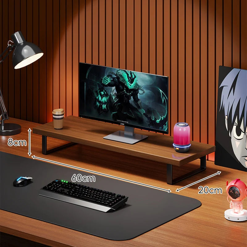 Monitor Stand Solid Wood Space-Saving Non-Slip Feet