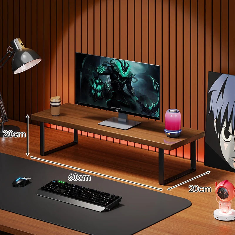 Monitor Stand Solid Wood Space-Saving Non-Slip Feet