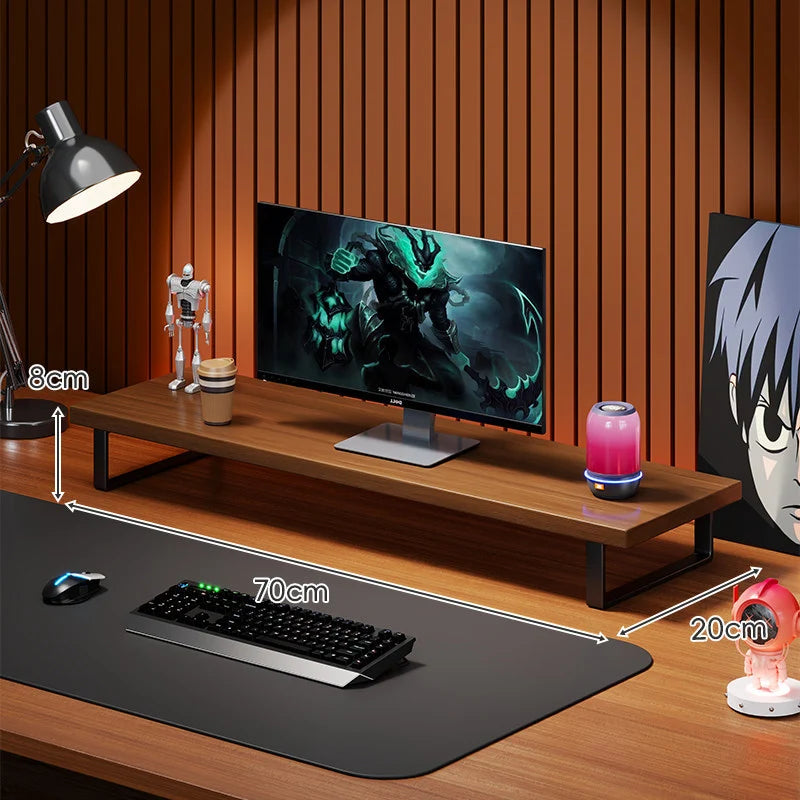 Monitor Stand Solid Wood Space-Saving Non-Slip Feet