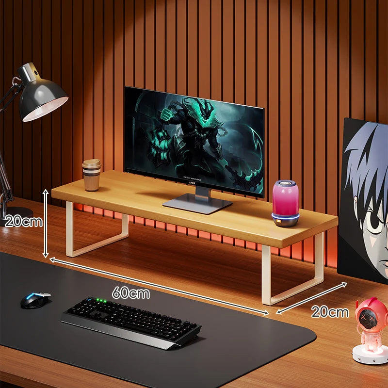 Monitor Stand Solid Wood Space-Saving Non-Slip Feet