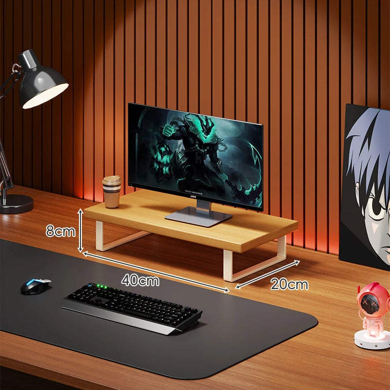 Monitor Stand Solid Wood Space-Saving Non-Slip Feet