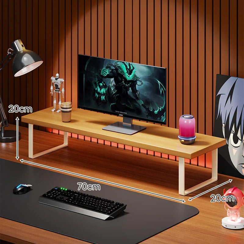 Monitor Stand Solid Wood Space-Saving Non-Slip Feet
