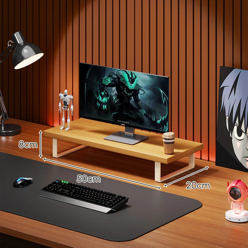Monitor Stand Solid Wood Space-Saving Non-Slip Feet