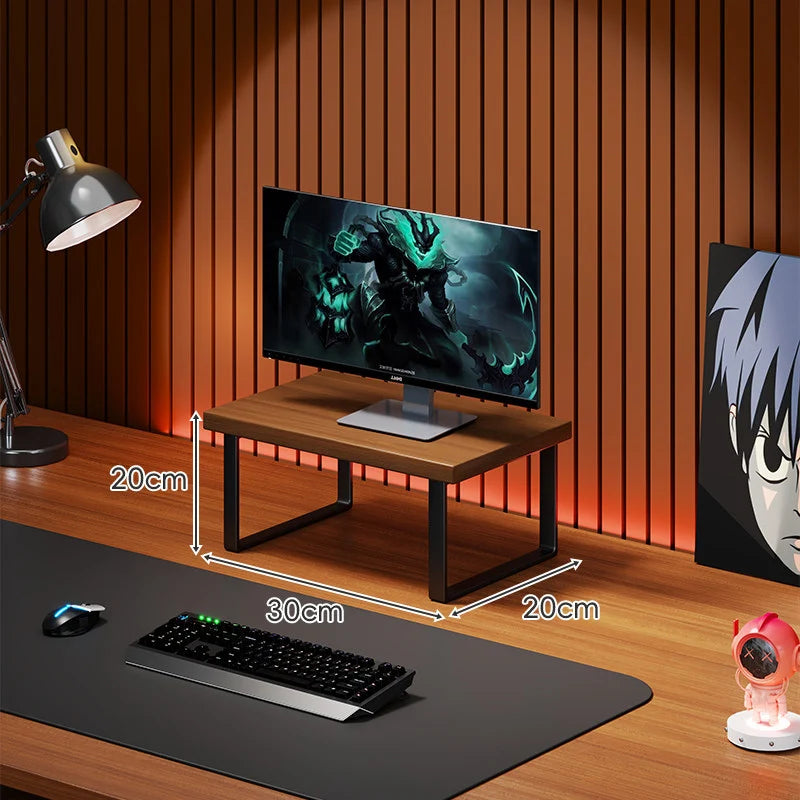Monitor Stand Solid Wood Space-Saving Non-Slip Feet