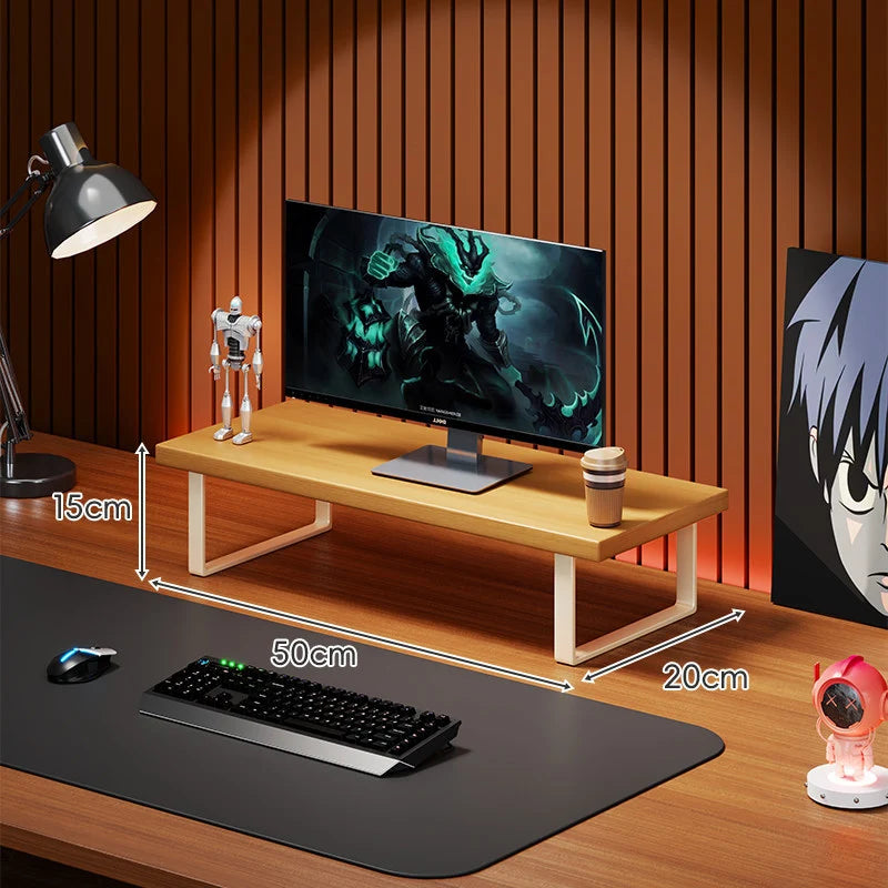 Monitor Stand Solid Wood Space-Saving Non-Slip Feet