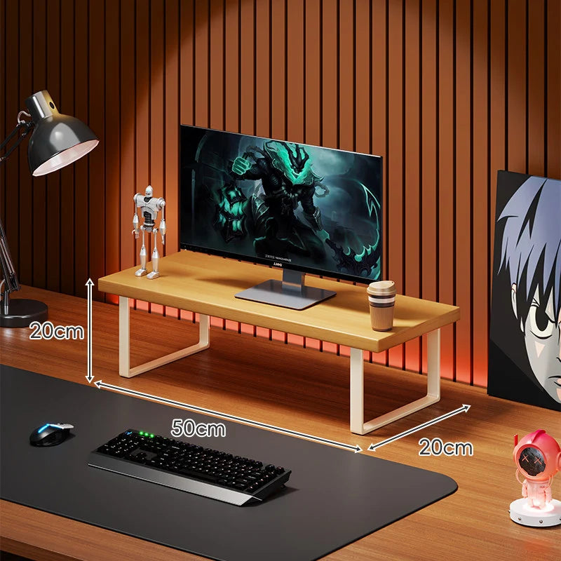 Monitor Stand Solid Wood Space-Saving Non-Slip Feet