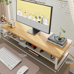 Monitor Stand Wood-Finish Top Ventilated Mesh Shelf Non-Slip Pads