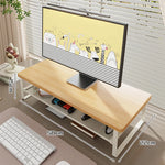 Monitor Stand Wood-Finish Top Ventilated Mesh Shelf Non-Slip Pads