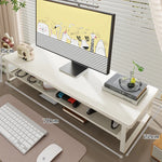 Monitor Stand Wood-Finish Top Ventilated Mesh Shelf Non-Slip Pads