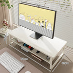 Monitor Stand Wood-Finish Top Ventilated Mesh Shelf Non-Slip Pads