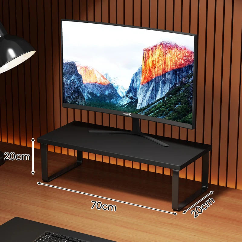 Monitor Stand Wood-Look Top Under-Shelf Storage Non-Slip Pads