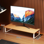 Monitor Stand Wood-Look Top Under-Shelf Storage Non-Slip Pads