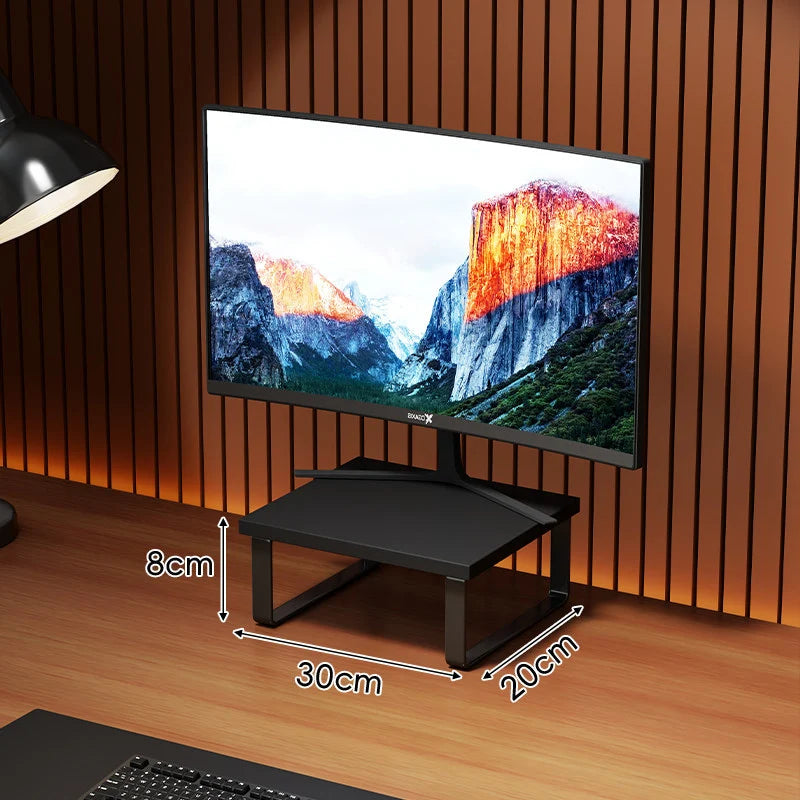 Monitor Stand Wood-Look Top Under-Shelf Storage Non-Slip Pads