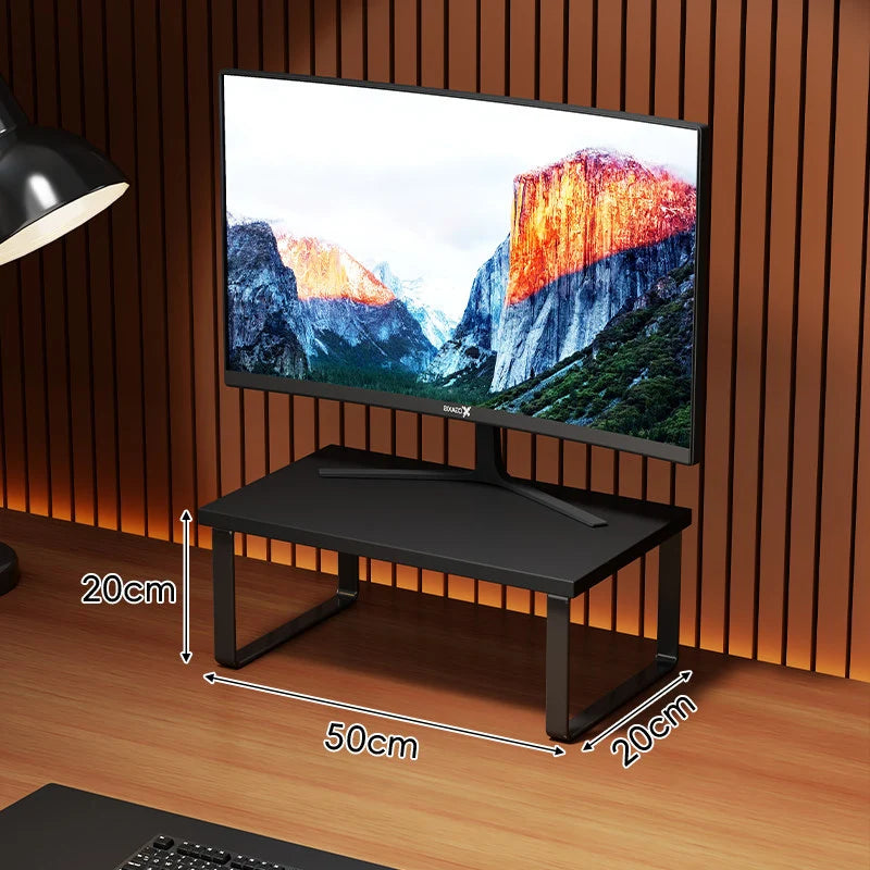 Monitor Stand Wood-Look Top Under-Shelf Storage Non-Slip Pads