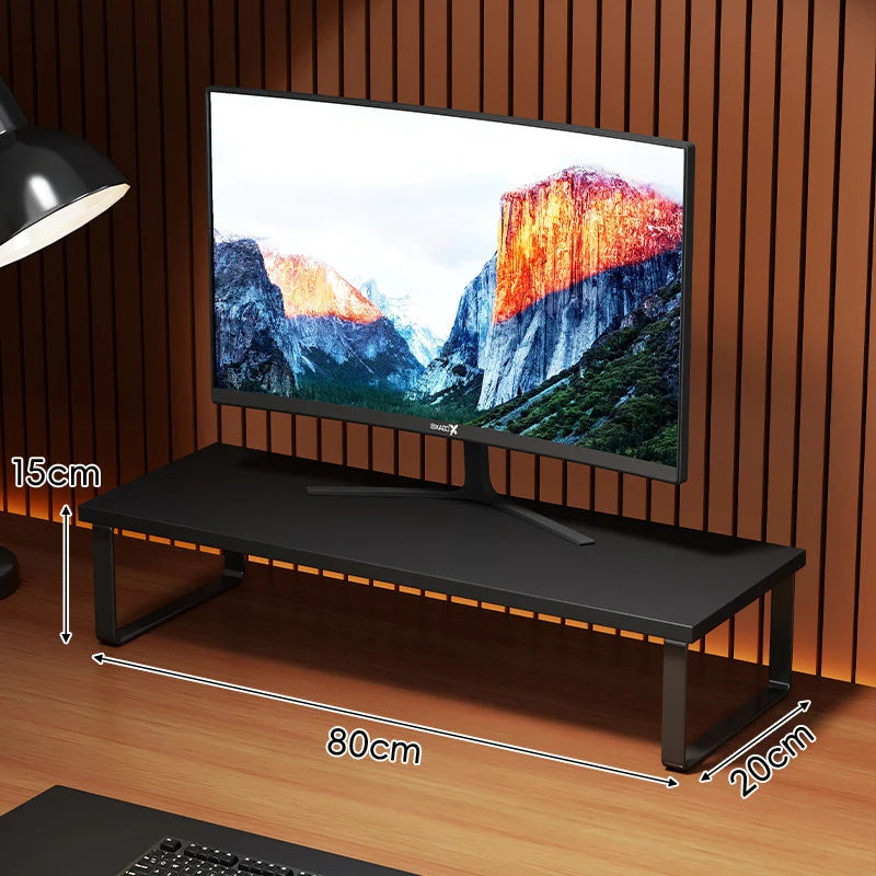 Monitor Stand Wood-Look Top Under-Shelf Storage Non-Slip Pads