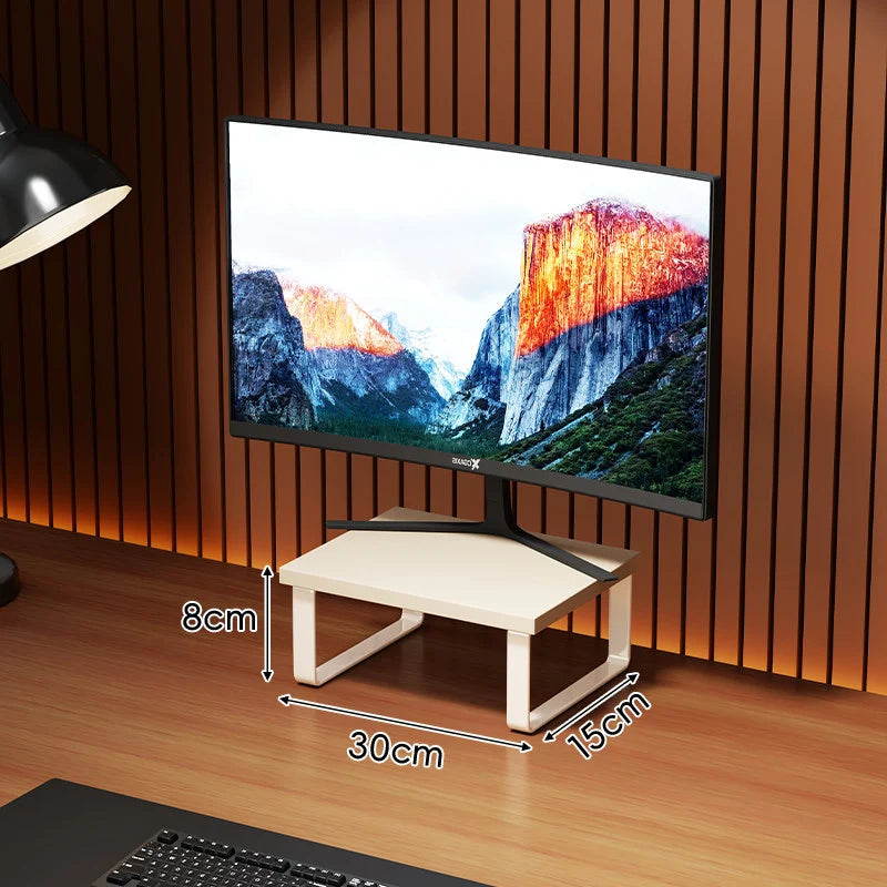 Monitor Stand Wood-Look Top Under-Shelf Storage Non-Slip Pads