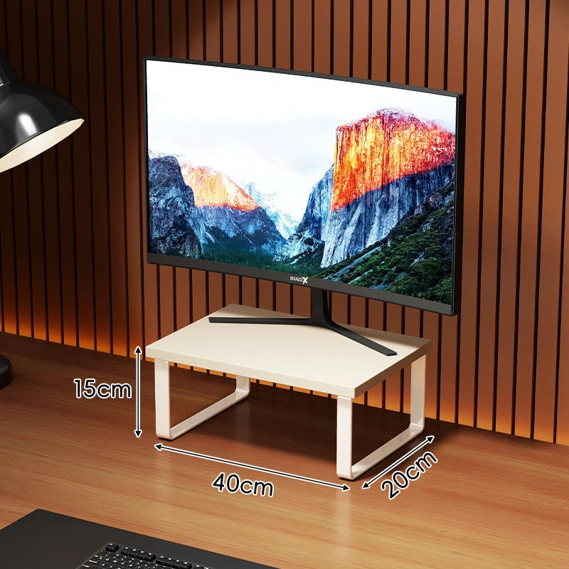 Monitor Stand Wood-Look Top Under-Shelf Storage Non-Slip Pads
