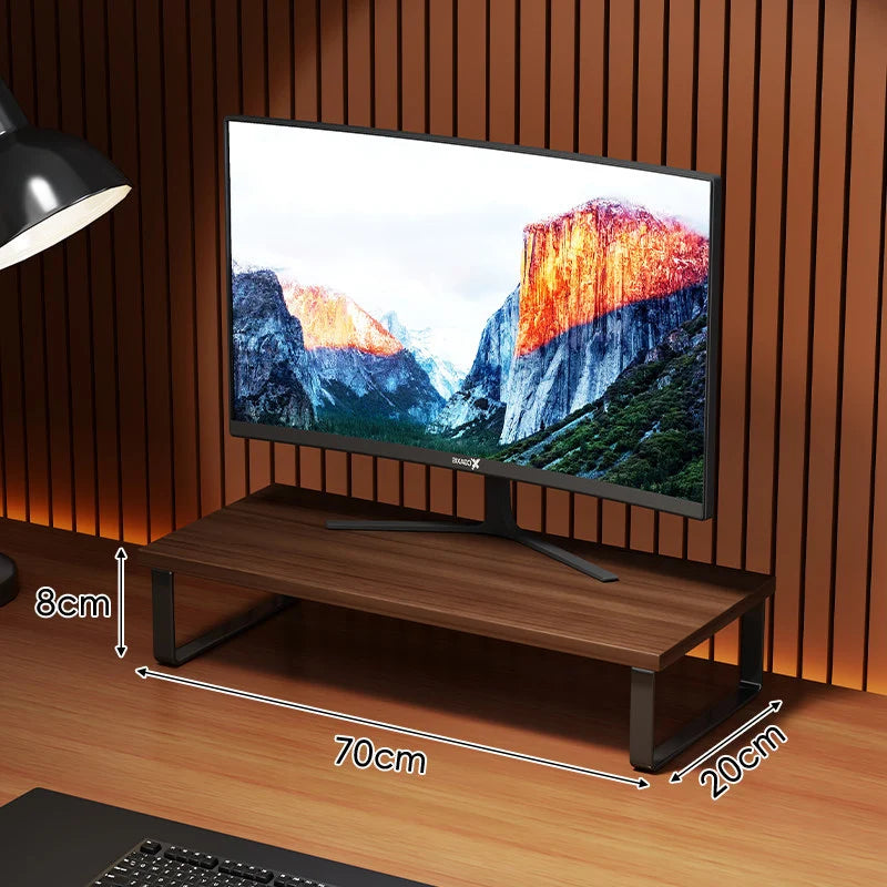 Monitor Stand Wood-Look Top Under-Shelf Storage Non-Slip Pads