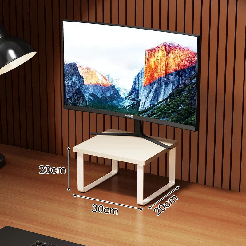 Monitor Stand Wood-Look Top Under-Shelf Storage Non-Slip Pads