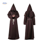 Monk Costume Hooded Floor-Length Robe with Rope Belt