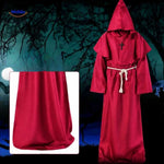 Monk Costume Hooded Floor-Length Robe with Rope Belt
