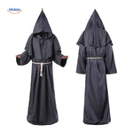 Monk Costume Hooded Floor-Length Robe with Rope Belt