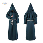 Monk Costume Hooded Floor-Length Robe with Rope Belt