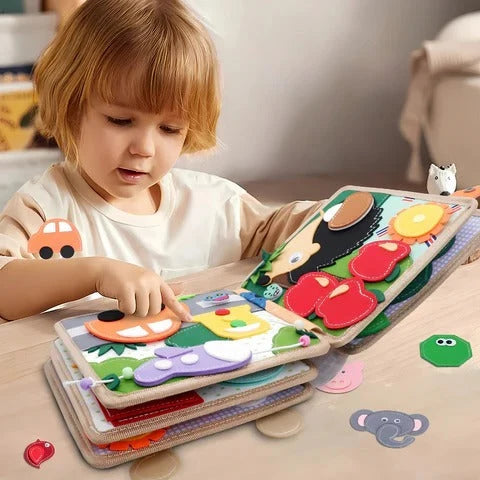 Montessori Activity Book Felt 12 Interactive Pages Carry Handle