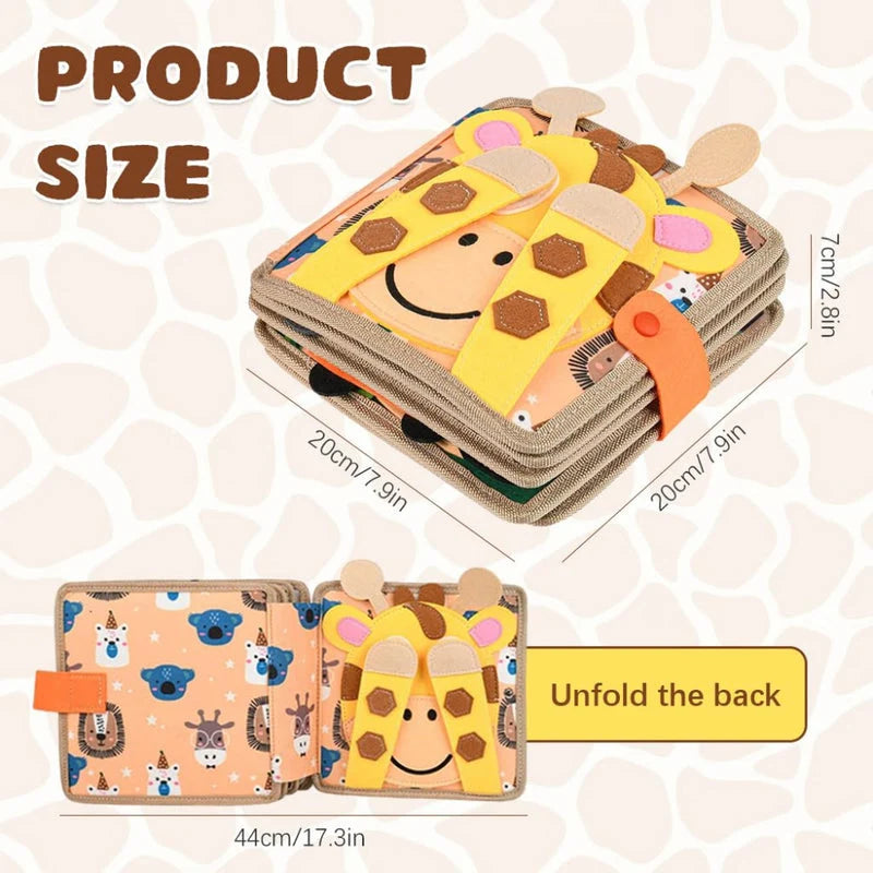 Montessori Activity Book Felt 12 Interactive Pages Carry Handle