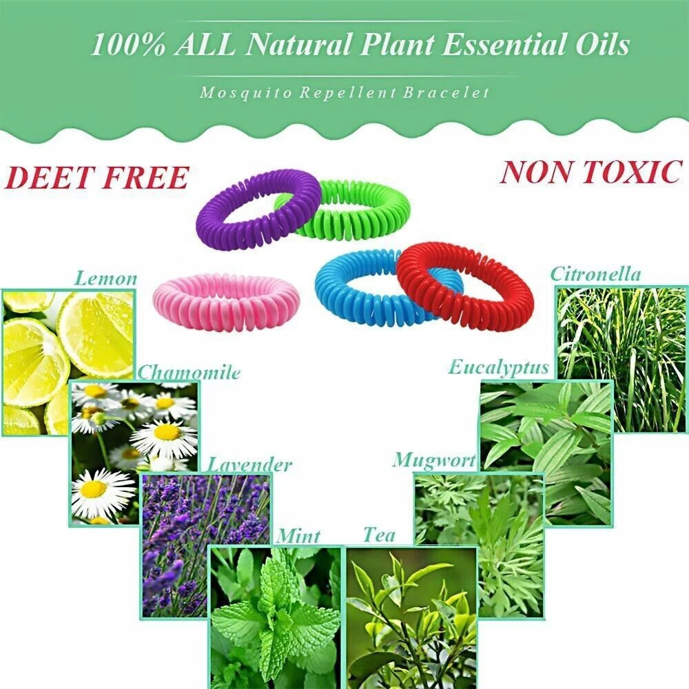 Mosquito Repellent Bracelets DEET-Free Waterproof Set of 24