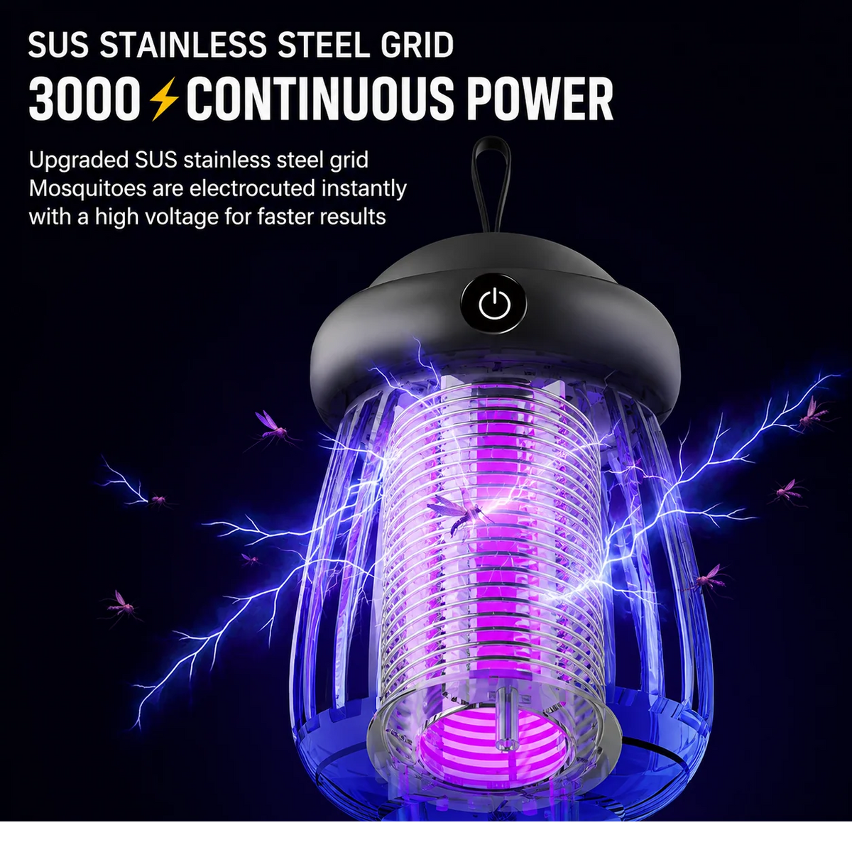 Mosquito Zapper Lamp UV Light 3000V Electric Grid
