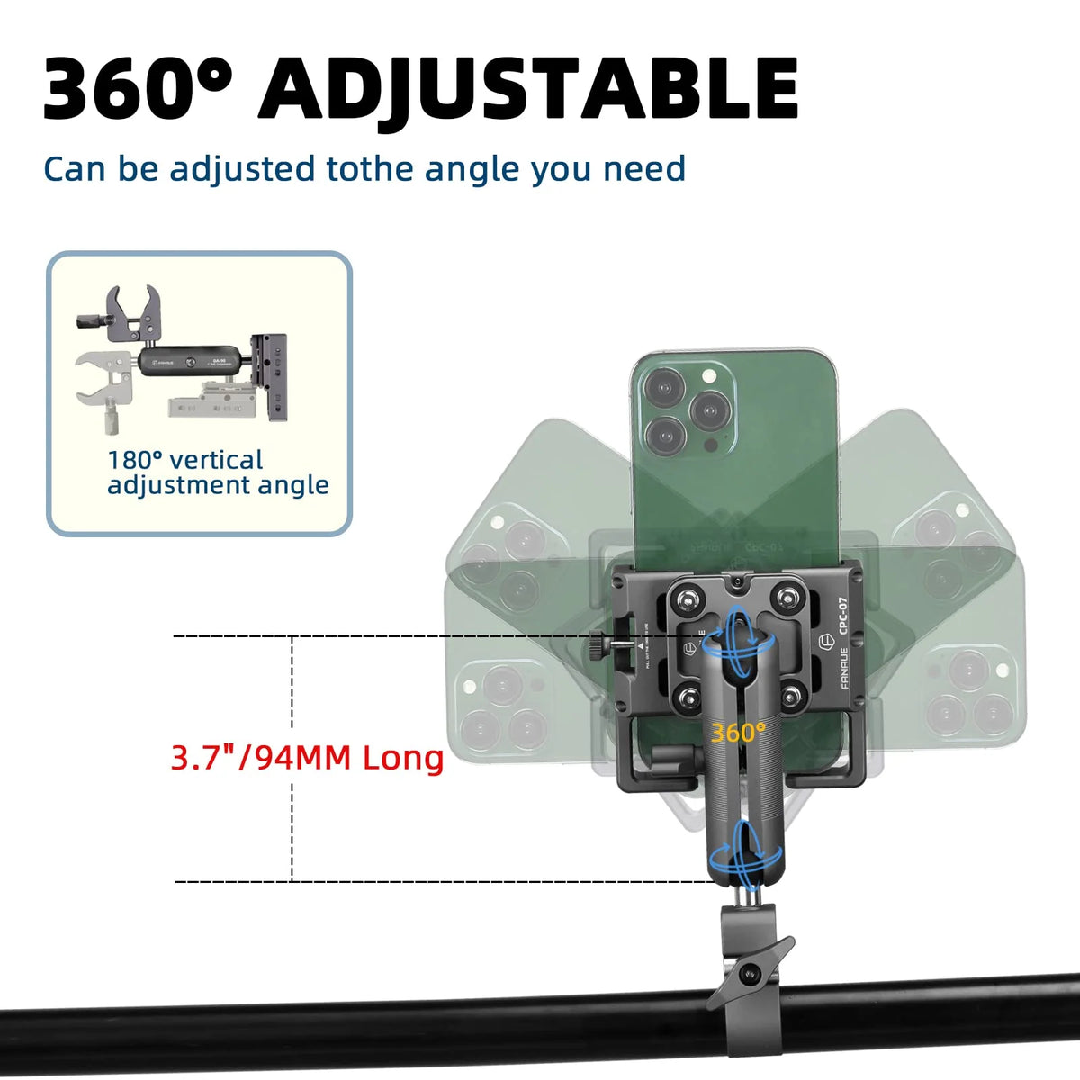 Motorcycle Phone Holder Shock-Resistant Stainless Steel